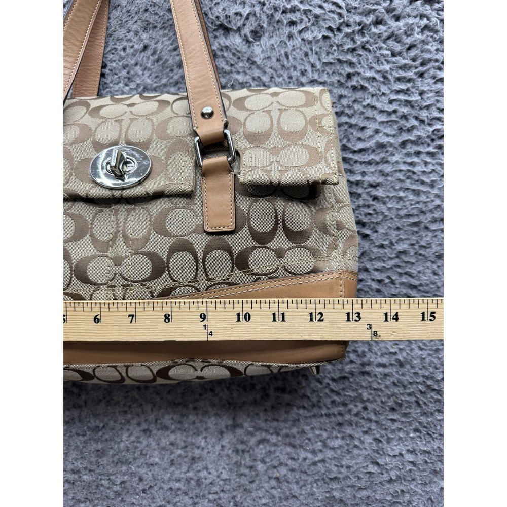 Coach‎ Womens F13070 Signature Jacquard Logo Leather Handbag Multicolor - Picture 12 of 12